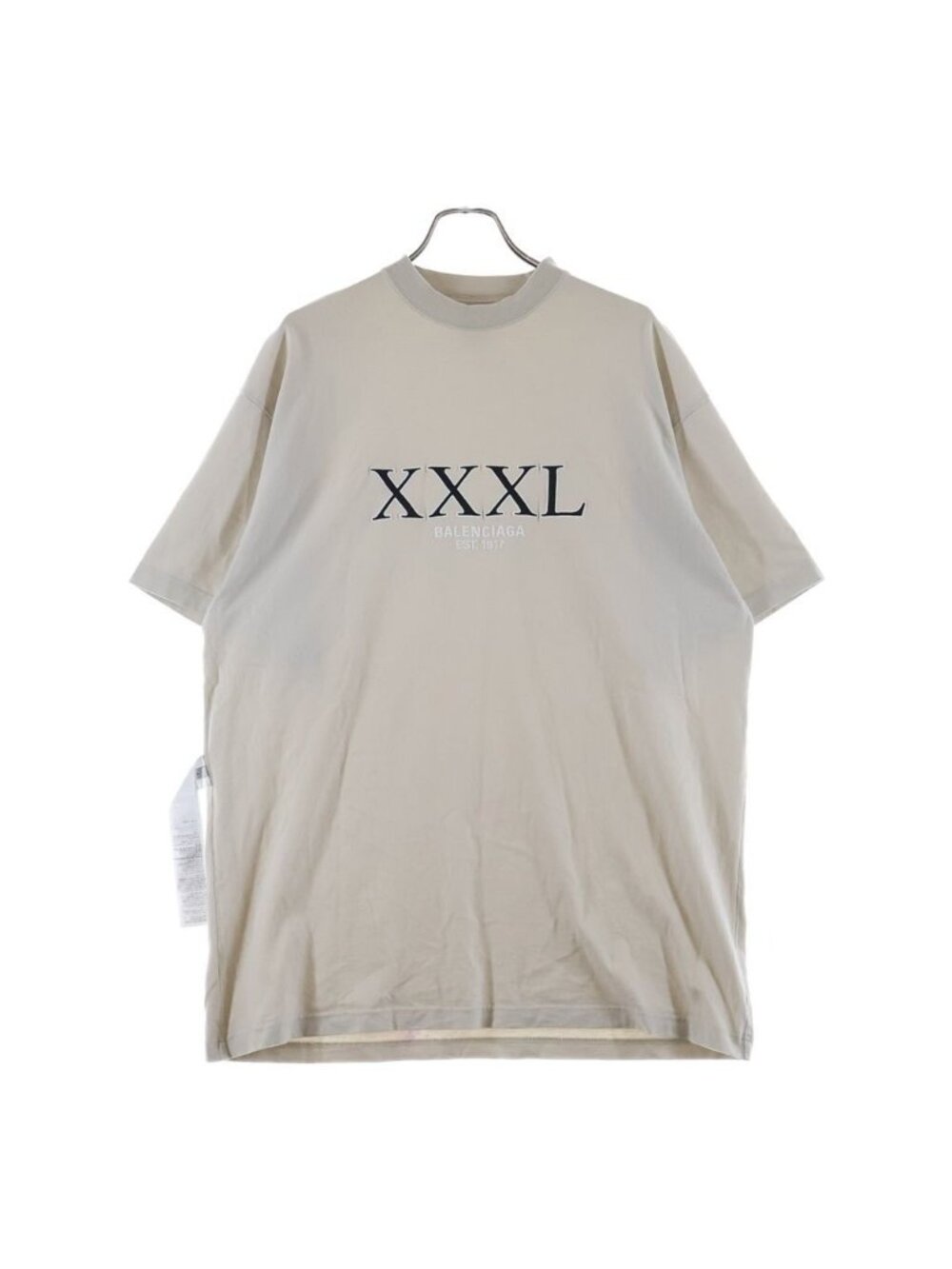 Balenciaga Embroidery Reverse Front Short Sleeve Crew Neck T-Shirt Beige